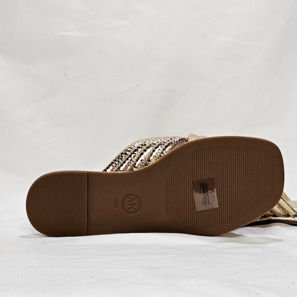 Michael Kors Women's Portia Quilted Leather Slide Sandal Size 6.5 Pale Gold NWT - Picture 4 of 9